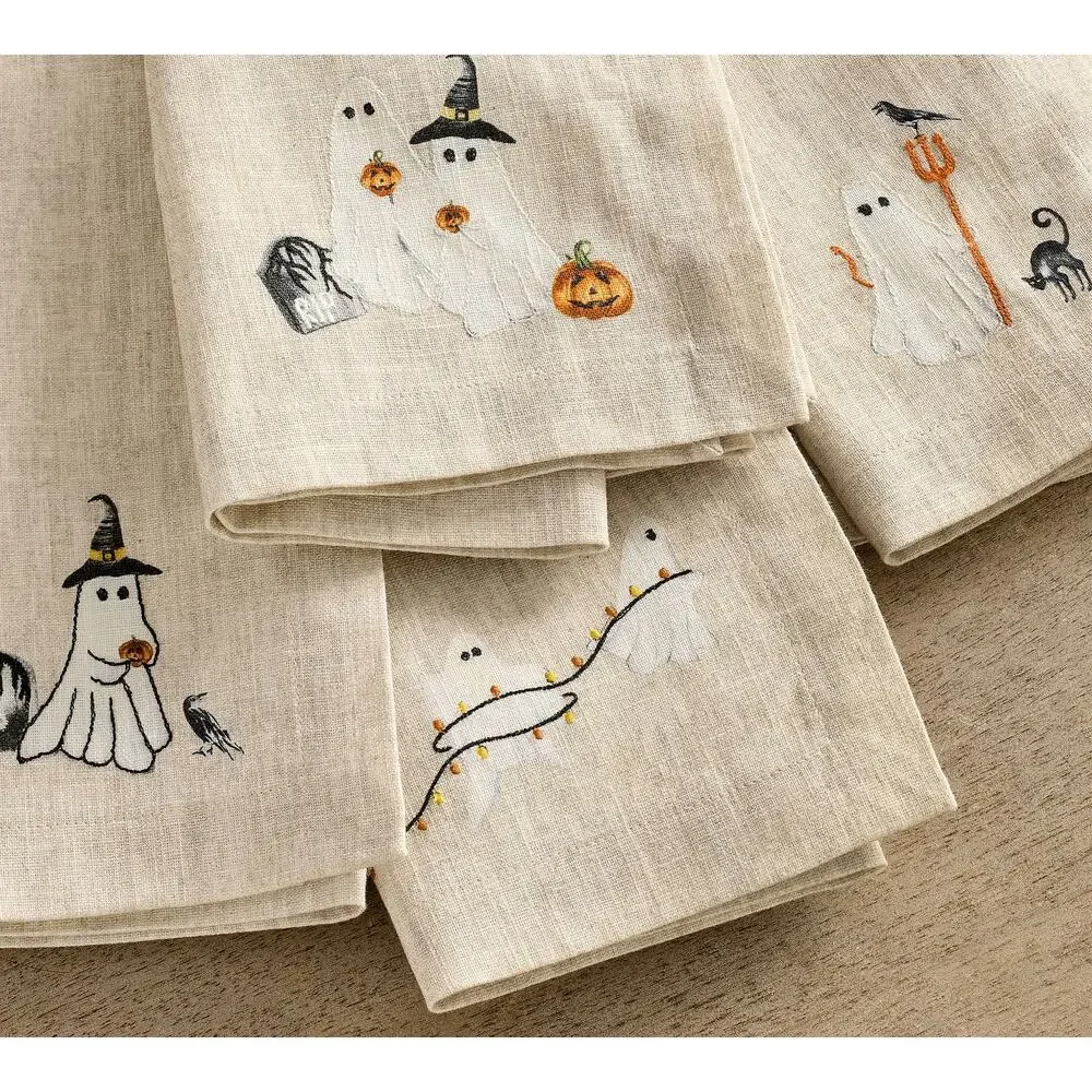 Pottery Barn 4 Halloween Napkins The Scary Squad 20” Square Organic Cotton NWT